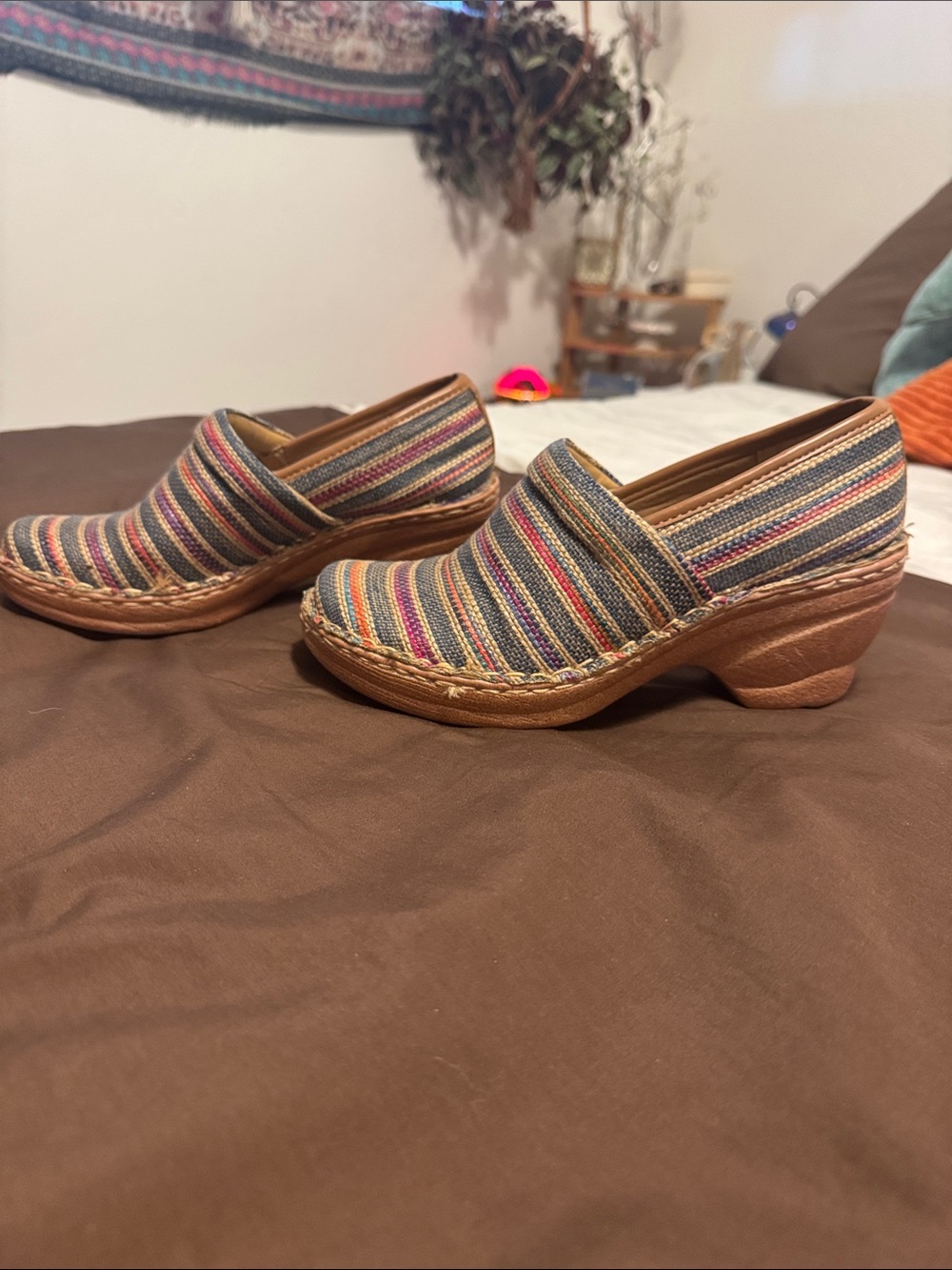 Softspots Multicolor Striped Woven Clogs